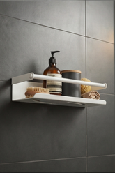 25CM Paslanmaz Çelik Duş Rafı, Yapışkan Montaj Banyo Rafı,Beyaz Mondern Şampuanlık