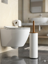 Paslanmaz Çelik Beyaz Vintage Fırça Takımı - WC Fırçası