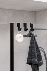 Paslanmaz Çelik Mat Siyah Havlu Askısı,Duşakabin Cam Askılık,Banyo Duşakabin Askı 3 Adet