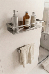 Paslanmaz Çelik Yapışkanlı Duş Rafı ve Havluluk Set, Havlu Askısı ve Banyo Rafı