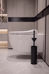 Mat Siyah Paslanmaz Çelik WC Fırça Takımı - Modern Tuvalet Fırça Seti