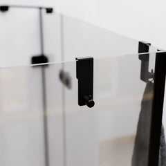 Siyah Mat 304 Paslanmaz Duşakabin Askısı - Sadece 6mm Sabit Cam İçin - Sürgülü Kapıya Uygun Değildir