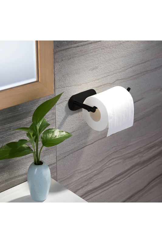 Paslanmaz Çelik Tuvalet Kağıdı Askısı - Mat Siyah Yapışkanlı - SPELLO BLACK
