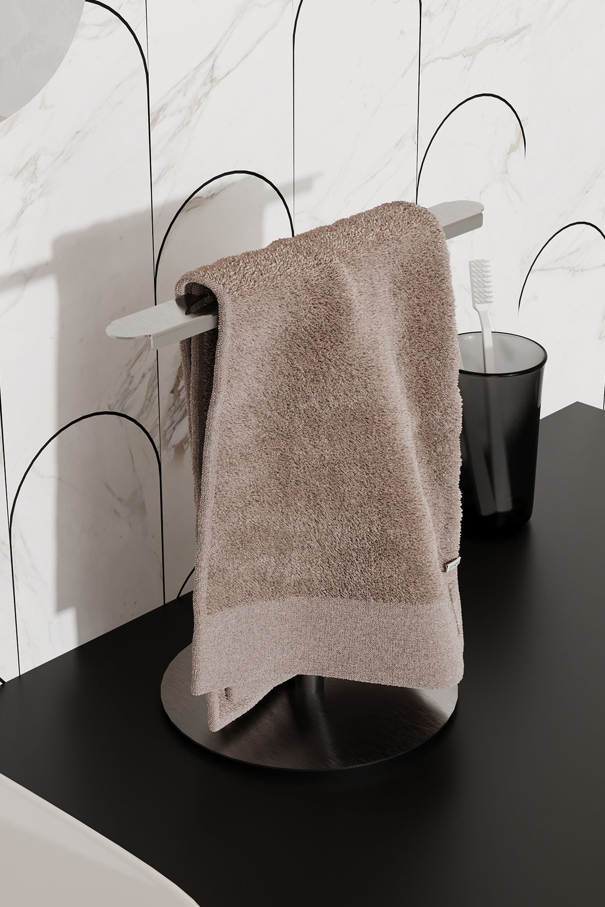 Paslanmaz Çelik Havluluk, Tezgah Üzeri Havlu Askısı-Banyo Tuvalet Havlu Standı