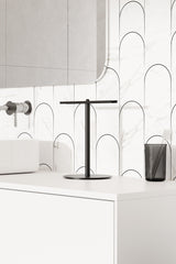 Paslanmaz Çelik Mat Siyah Havluluk, Tezgah Üzeri Havlu Askısı-Banyo Tuvalet Havlu Standı