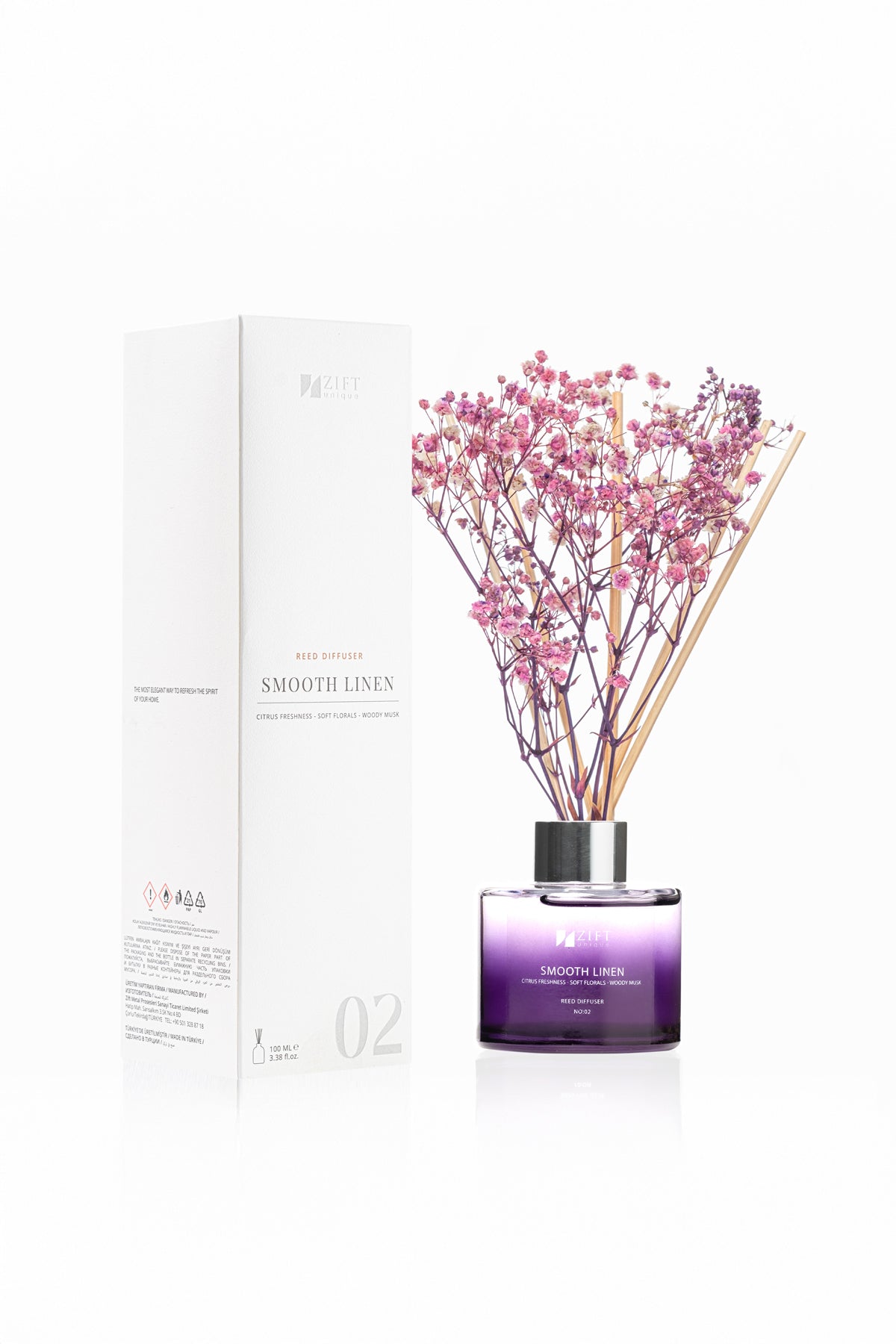 Smooth Linen - Bambu Ortam Kokusu-Çubuklu ve Çiçekli Banyo & Tuvalet & Oda Parfümü 100ml