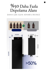 Premium Siyah Duş Sistemi Seti - 4 Fonksiyonlu Yağmur Duş Başlığı, Temperli Cam Raf, Masajlı El Duşu