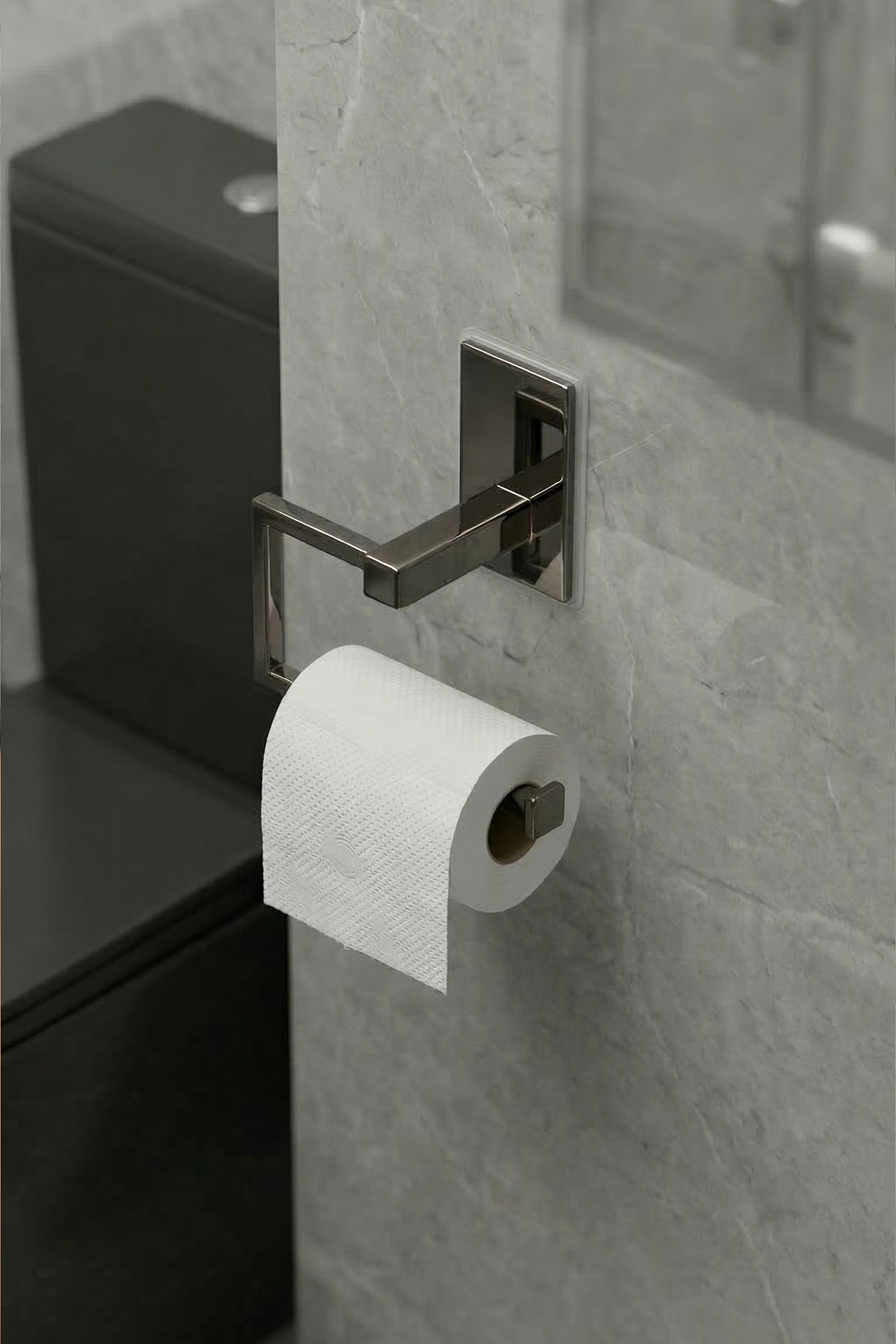 304 Paslanmaz Çelik Füme Titanyum Tuvalet Kağıdı Askısı Yapışkanlı , Wc Kağıdı Tutacağı  Parlak Lüks