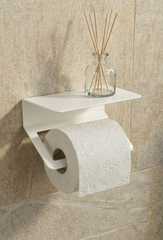 Paslanmaz Çelik Tuvalet Kağıdı Askısı-Beyaz Raflı ve Yapışkanlı Tuvalet Kağıdı WC Kağıt Asacağı