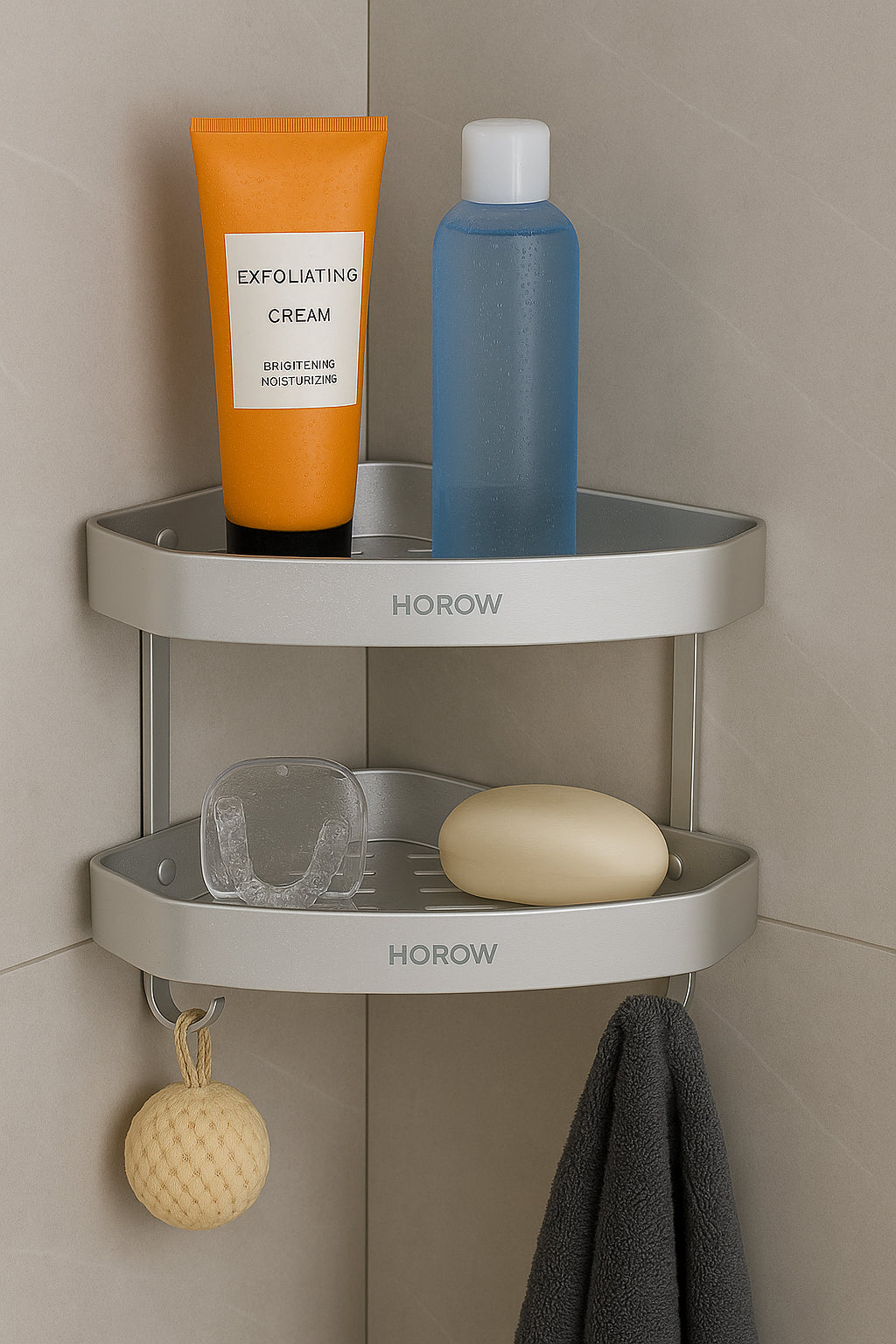 Alüminyum Köşe Banyo Rafı - Vidalı Montaj 2 Raflı Organizer