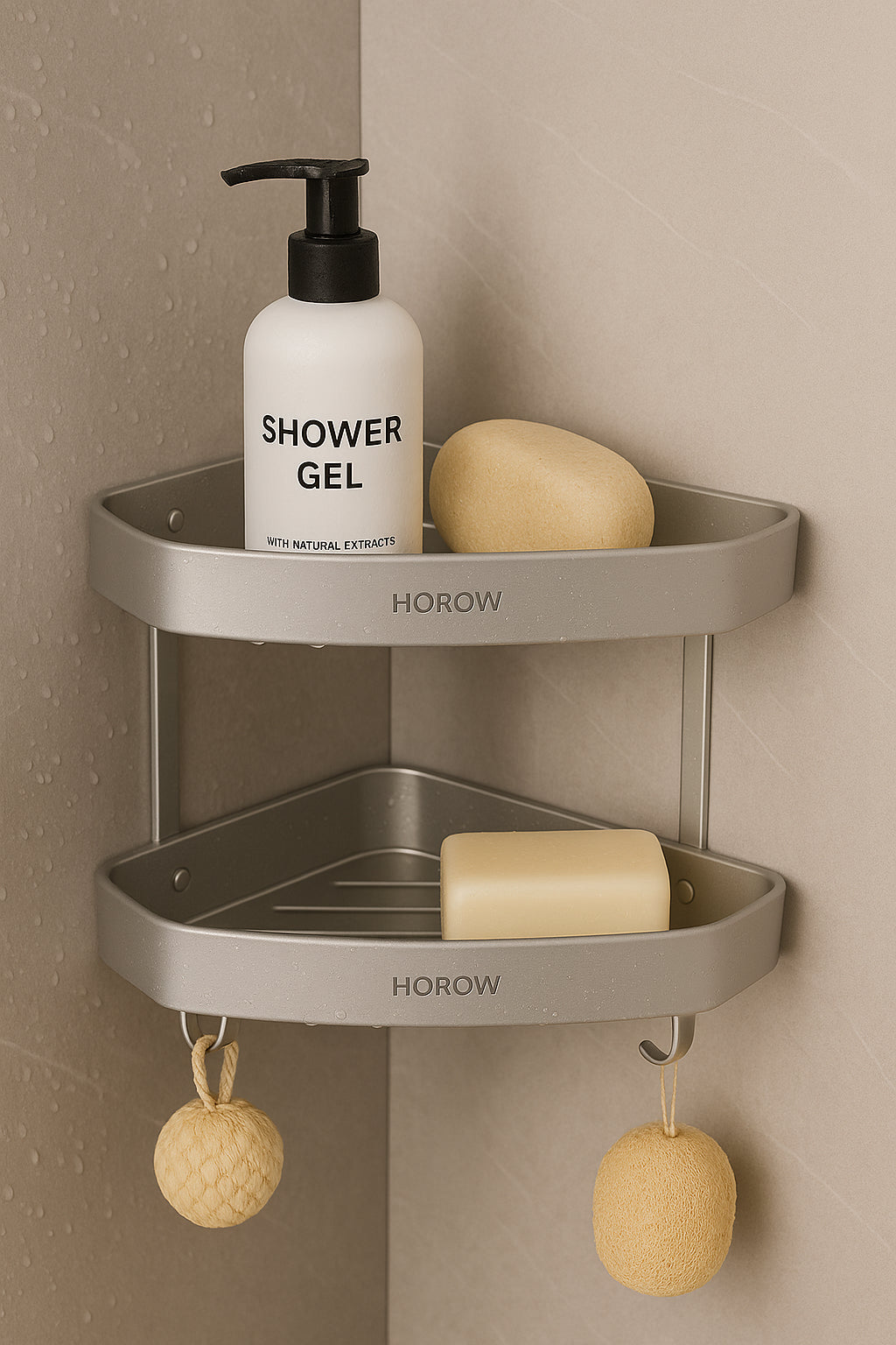 Alüminyum Köşe Banyo Rafı - Vidalı Montaj 2 Raflı Organizer