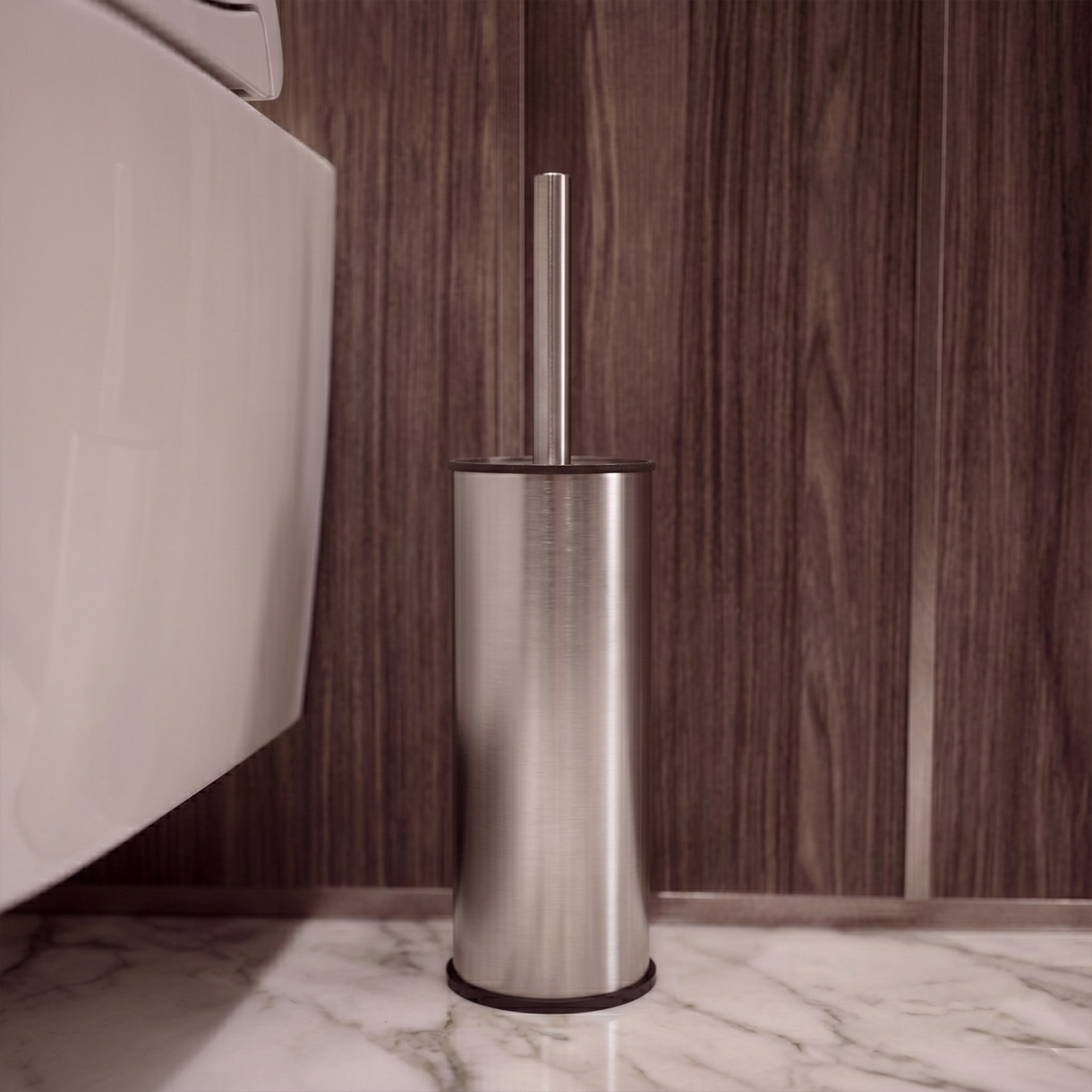 Paslanmaz Çelik Wc Fırça Takımı - Tuvalet & Banyo Fırçası - Satine Yüzey