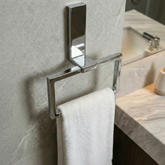 Parlak Krom 304 Paslanmaz Çelik Hareketli Havluluk - Yapışkanlı Vidasız Banyo Havlu Askısı
