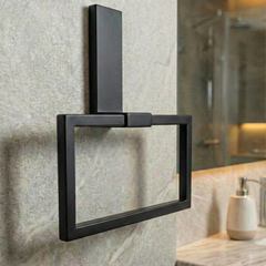 Siyah Mat 304 Paslanmaz Çelik Hareketli Havluluk - Yapışkanlı Vidasız Banyo Havlu Askısı