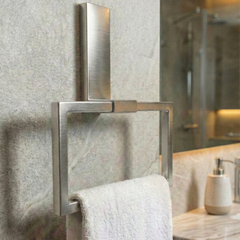 İnoks Satine Gri 304 Paslanmaz Çelik Hareketli Havluluk - Yapışkanlı Vidasız Banyo Havlu Askısı