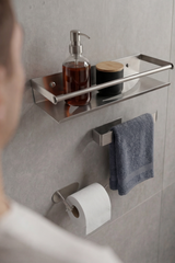Yapışkanlı Banyo Aksesuar SETİ , Paslanmaz Çelik Tuvalet Banyo Havlu Askısı - Banyo Rafı ve Wc Kağıdı Standı