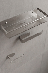 Yapışkanlı Banyo Aksesuar SETİ , Paslanmaz Çelik Tuvalet Banyo Havlu Askısı - Banyo Rafı ve Wc Kağıdı Standı