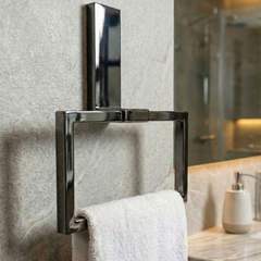 Titanyum Kaplama 304 Paslanmaz Hareketli Havluluk - Yapışkanlı Parlak Antrasit Füme Askı