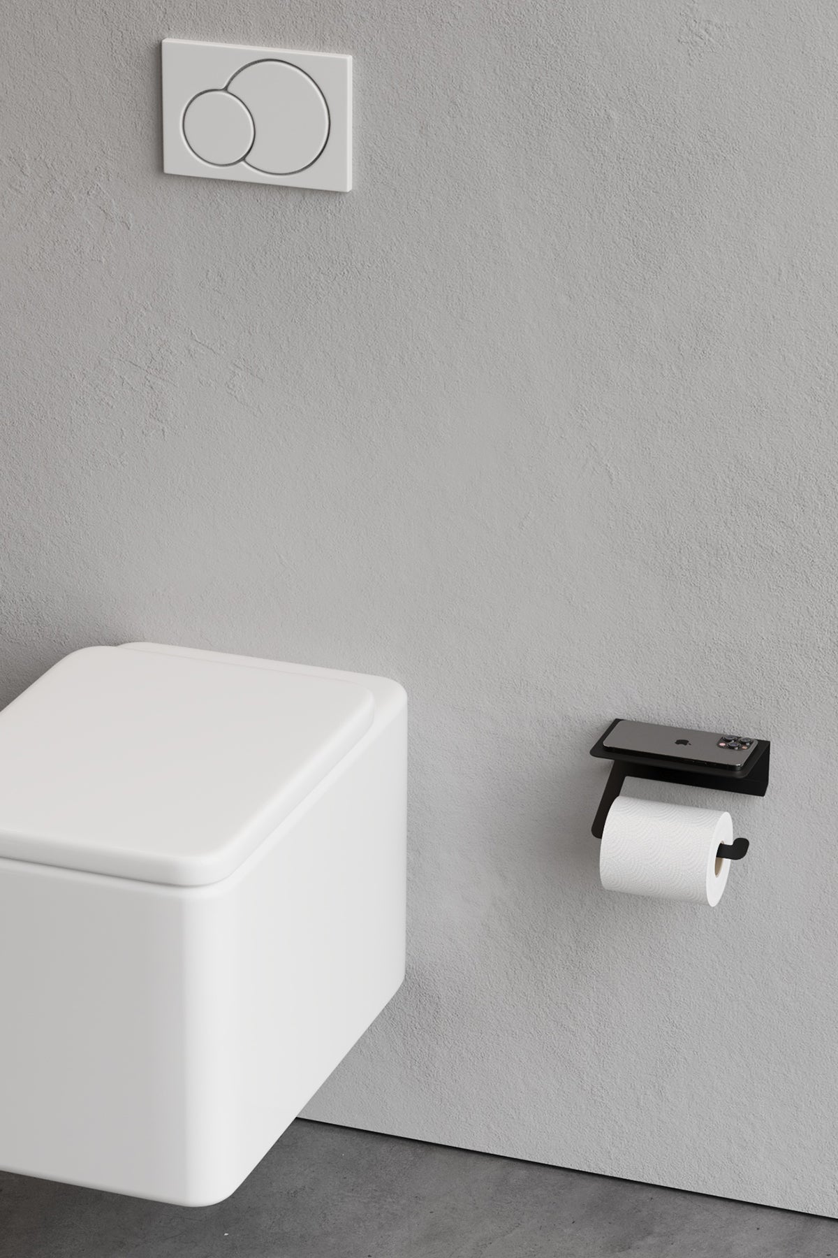 Paslanmaz Çelik Mat Siyah Tuvalet Kağıdı Askısı-Raflı ve Kendinden Yapışkanlı Tuvalet Kağıdı WC Kağıt Asacağı