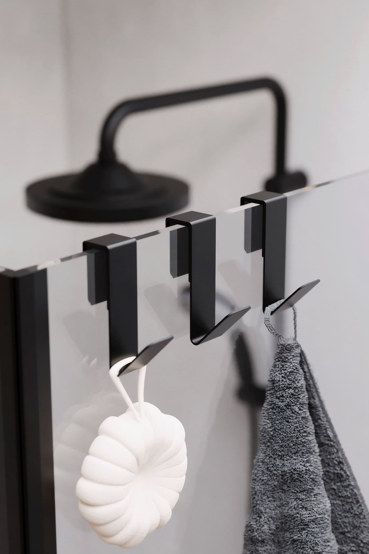 Paslanmaz Çelik Mat Siyah Havlu Askısı,Duşakabin Cam Askılık,Banyo Duşakabin Askı 3 Adet