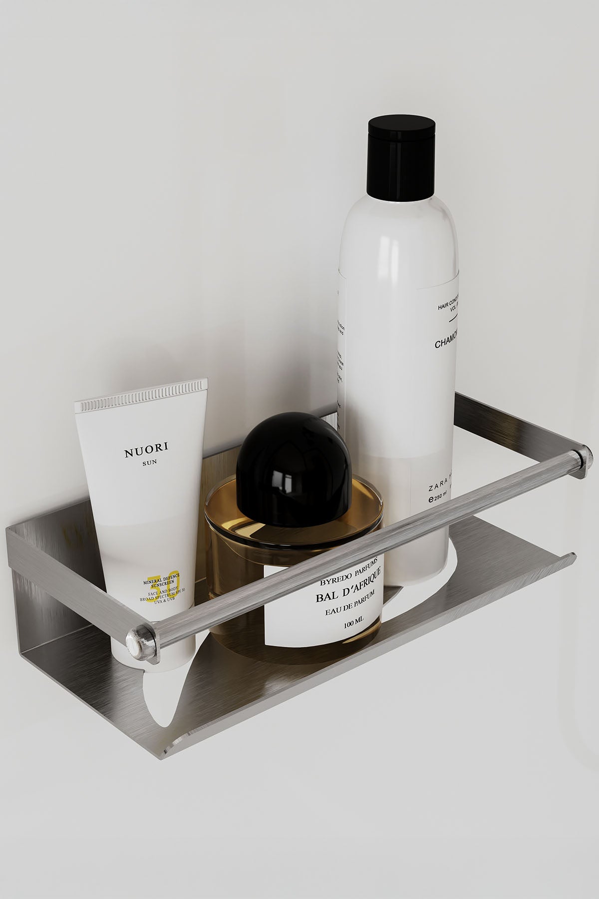 25CM Ömür Boyu Paslanmaz Çelik Duş Rafı, Yapışkan Montaj Banyo Rafı, Mondern Şampuanlık