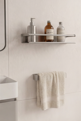 Paslanmaz Çelik Yapışkanlı Duş Rafı ve Havluluk Set, Havlu Askısı ve Banyo Rafı