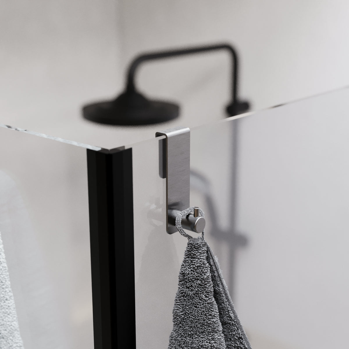 İnoks Satine 304 Paslanmaz Çelik Duşakabin Askısı - Sadece 6mm Sabit Cam İçin - Sürgülü Kapıya Uygun Değildir