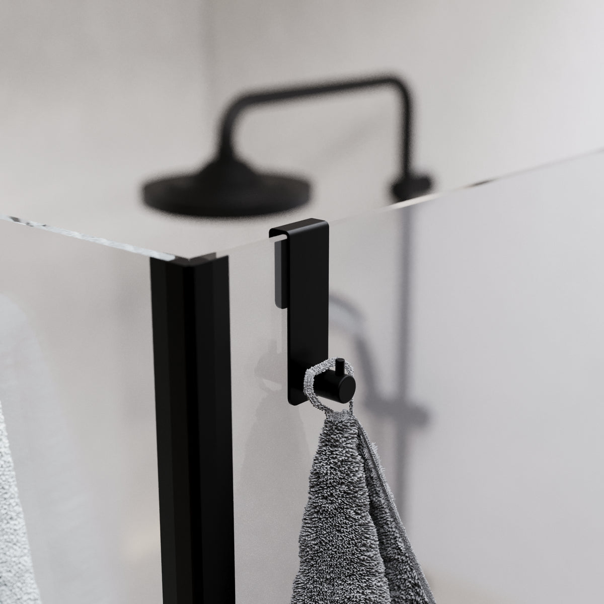 Siyah Mat 304 Paslanmaz Duşakabin Askısı - Sadece 6mm Sabit Cam İçin - Sürgülü Kapıya Uygun Değildir