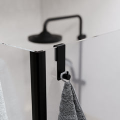 Siyah Mat 304 Paslanmaz Duşakabin Askısı - Sadece 6mm Sabit Cam İçin - Sürgülü Kapıya Uygun Değildir