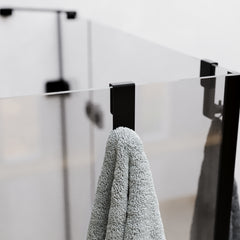 Siyah Mat 304 Paslanmaz Duşakabin Askısı - Sadece 6mm Sabit Cam İçin - Sürgülü Kapıya Uygun Değildir