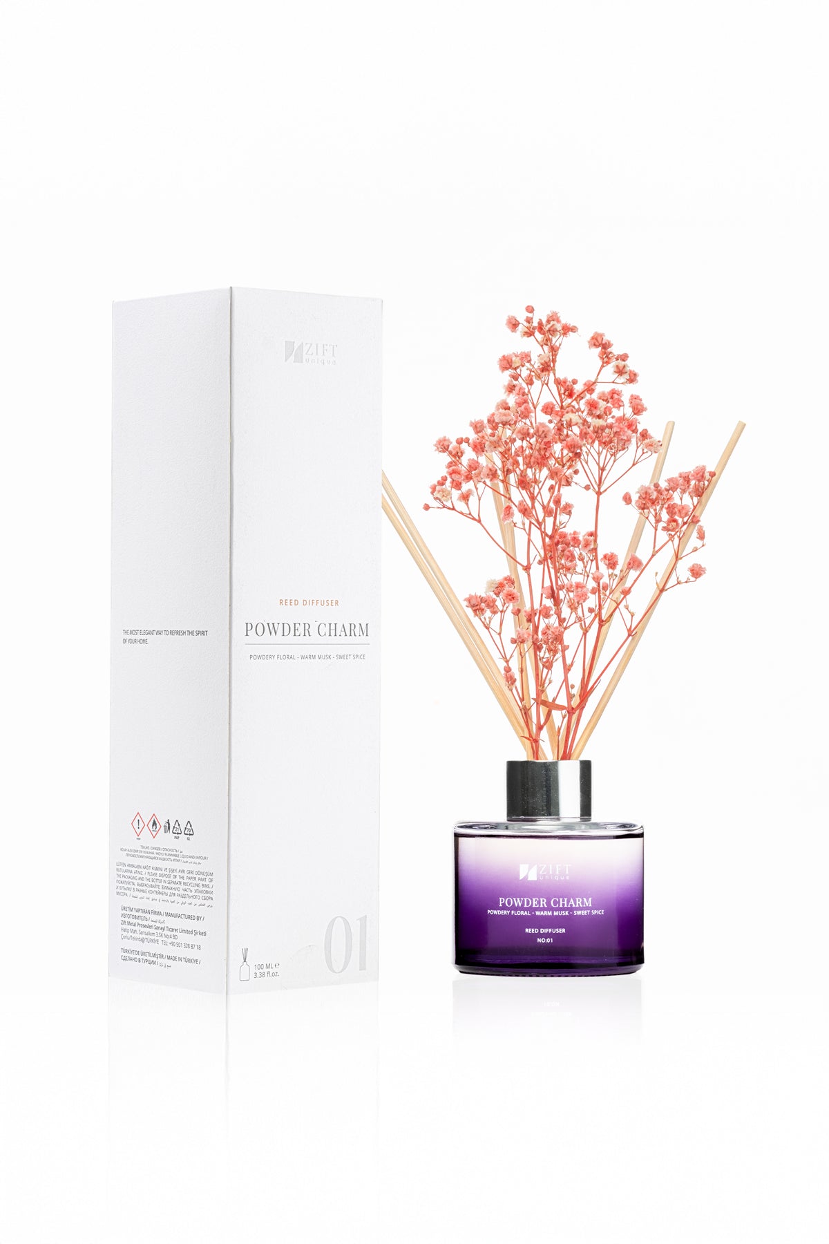 Powder Charm - Bambu Ortam Kokusu-Çubuklu ve Çiçekli Banyo & Tuvalet & Oda Parfümü 100ml