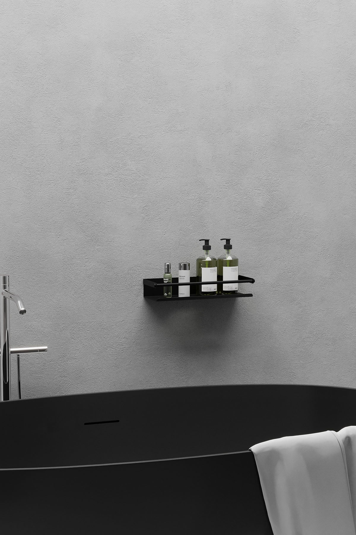 Paslanmaz Çelik Mat Siyah Yapışkanlı Banyo Rafı, Duş Rafı & Şampuanlık Köşe Raf Lüks