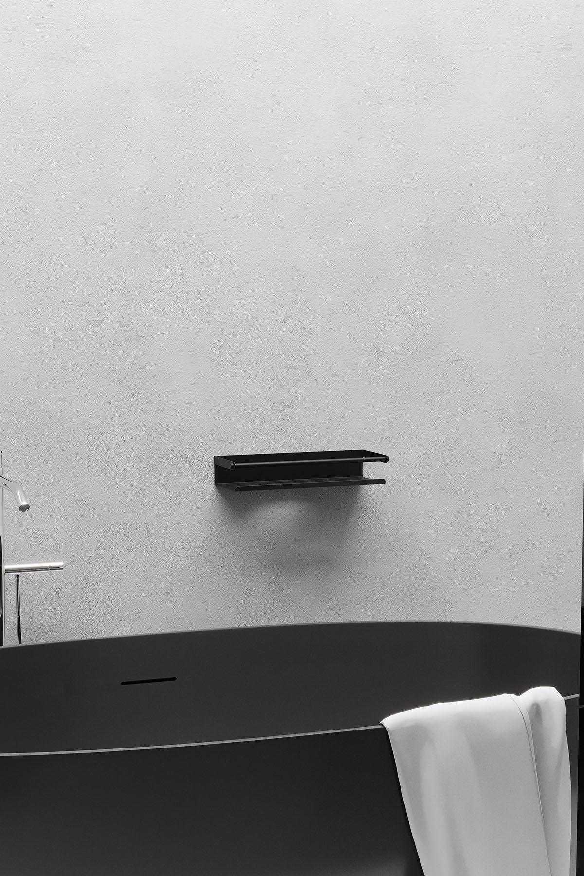 Paslanmaz Çelik Mat Siyah Yapışkanlı Banyo Rafı, Duş Rafı & Şampuanlık Köşe Raf Lüks